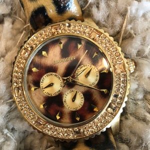 Express leopard leather watch